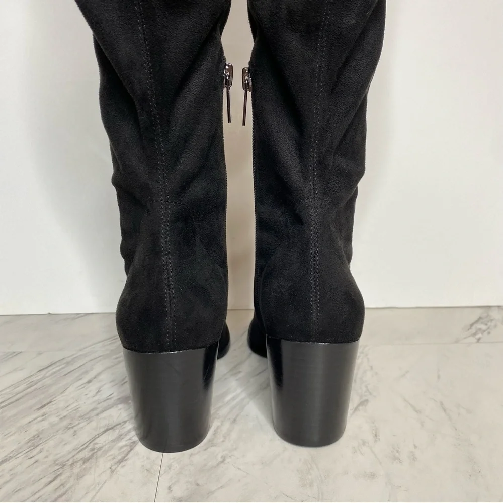 New! Marc Fisher Cathi Black Faux Suede Over The Knee Black Boot 6M